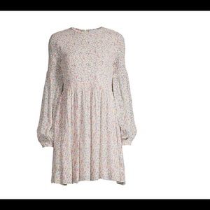 GANNI Floral-Print Egret Mini Dress Band New